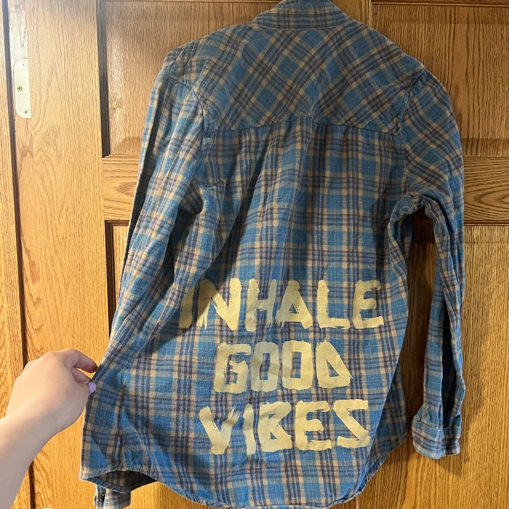 Original Tribe Kelley Flannel Inhale Good Vibes Size Small